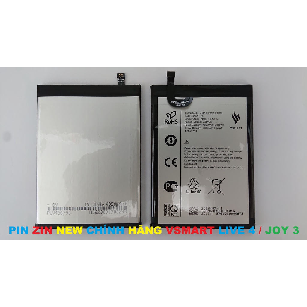 PIN ZIN NEW CHÍNH HÃNG VSMART LIVE 4 / JOY 3 : BVSM-430