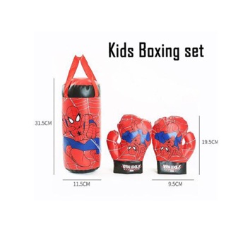Set 2 Găng Tay Boxing + 1 Bao Đấm Bốc Cao Cấp Người Nhện Cho Bé - Cỡ Vừa