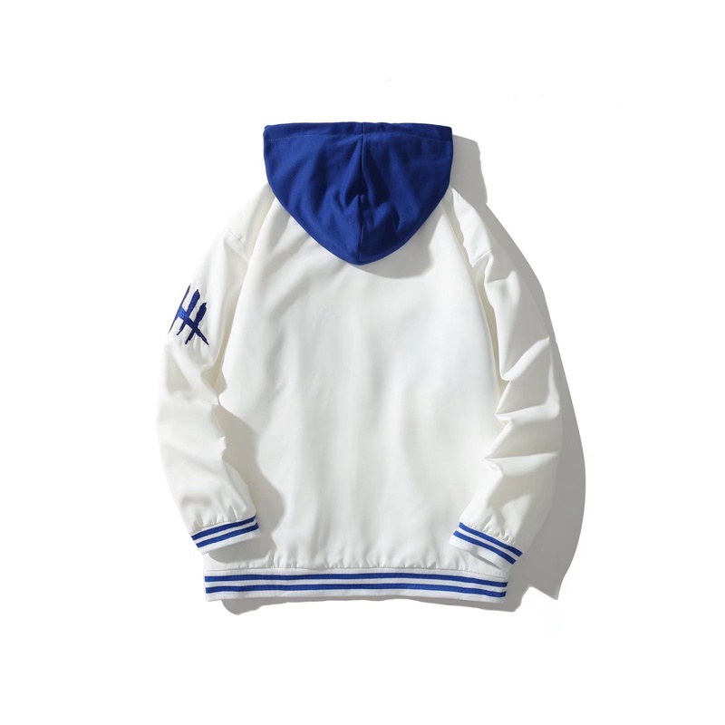 Áo khoác bóng chày hai lớp có mũ phong cách Hàn Quốc thời trang cho unisex