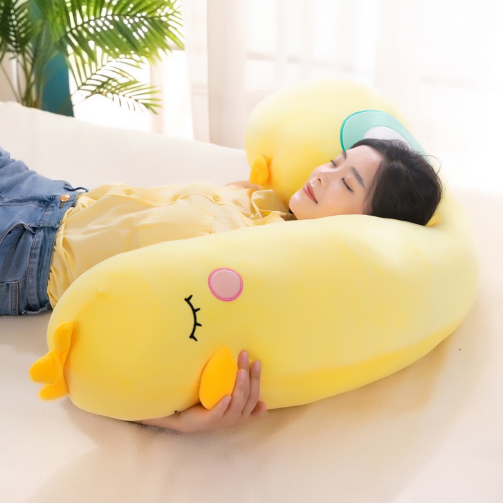 Gối ôm gấu bông gà vàng dài thú nhồi bồng siêu dễ thương chất liệu mềm mịn BUMBEARSHOP