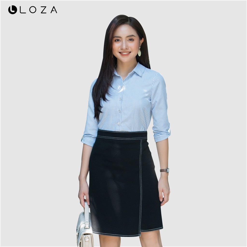 [Mã WAMNK giảm 20% tối đa 50k đơn 99k] Áo sơ mi nữ LOZA kẻ caro tay lửng - PS1025