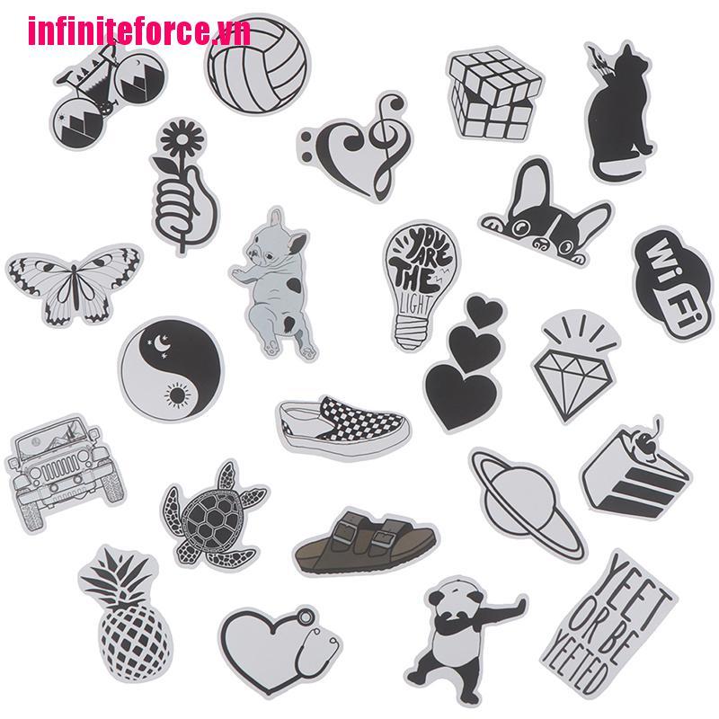 Set 50 Phụ Kiện Trang Trí Đa Năng Màu Trắng Đen Xinh Xắn