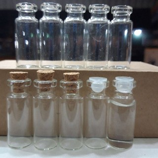 Combo 5 lọ thủy tinh 5ml nút bần và nút nhựa (trang trí nhà cửa, đựng mỹ phẩm, chiết tinh dầu, đựng vật dụng nhỏ)