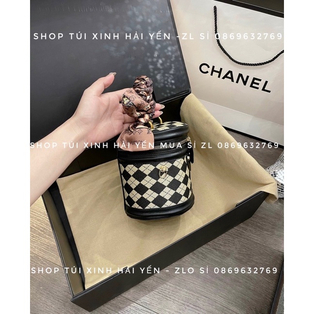 túi trụ tròn cặp lồng đeo chéo ô trám kiểu dáng hàn quốc, đi chơi đi tiệc siêu xinh