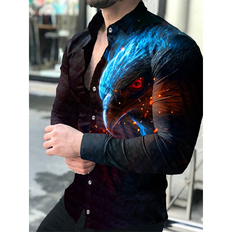 Áo Sơ Mi Nam Dài Tay In Hình Đại Bàng Sang Trọng#Áo Khoác Cardigan 39; s Chất Lượng Cao