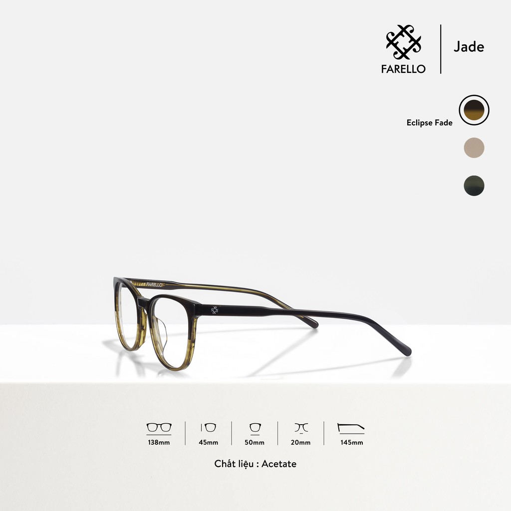 Gọng kính nữ cao cấp FARELLO Jade mắt tròn Acetate bền dẻo thiết kế hiện đại màu sắc thời trang | BigBuy360 - bigbuy360.vn
