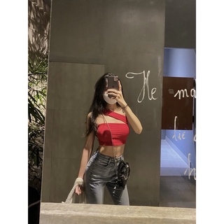 Áo Croptop mặc 3 kiểu màu đỏ