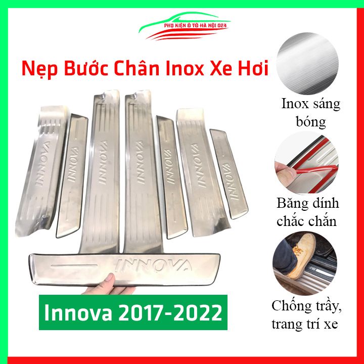 Bộ nẹp bước chân inox ô tô Innova 2017- 2019 chống trầy làm đẹp ô tô