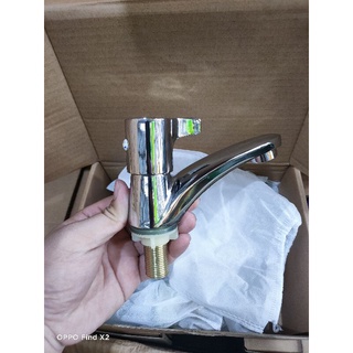 Vòi lavabo vòi rửa tay inox 201 bóng - Vòi lạnh tay dấu hỏi