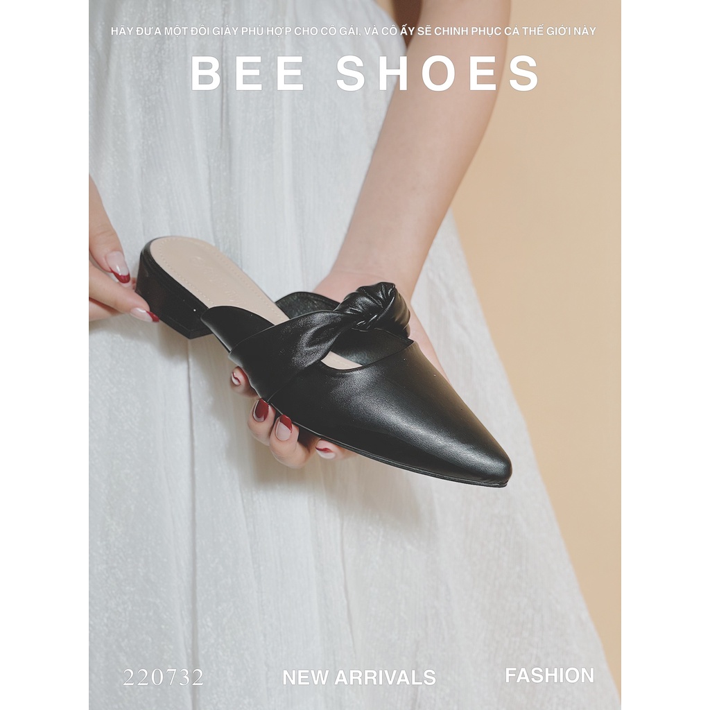 SỤC NỮ BEESHOES MŨI NHỌN - SỤC NỮ GÓT TRỤ 3P SẴN MÀU ĐEN - KEM 220732