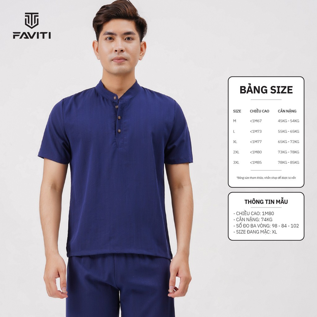 [Mã SKAMA06 giảm 8% TỐI ĐA 50K đơn250K] Bộ Đũi Nam Đồ Bộ mùa hè quần áo cộc tay đẹp cao cấp FAVITI BD33 | BigBuy360 - bigbuy360.vn