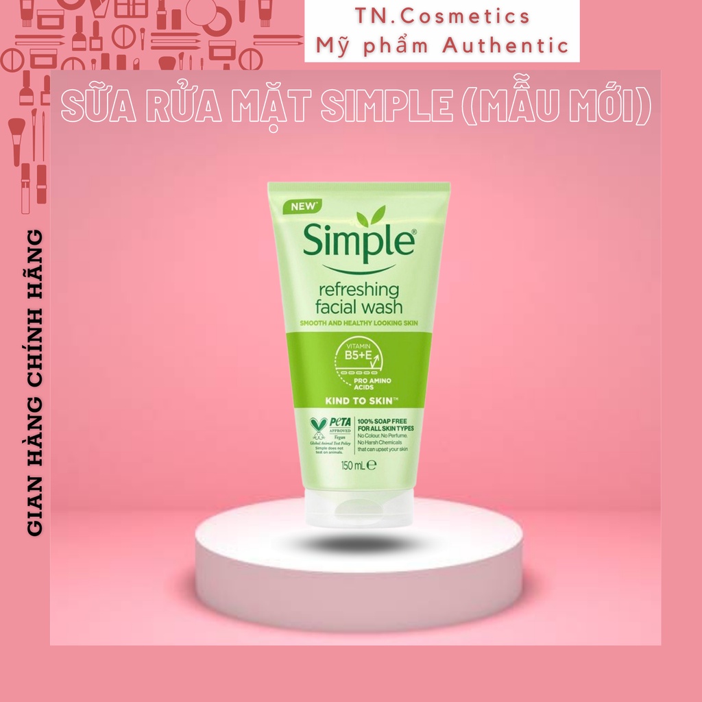 Sữa Rửa Mặt Simple Gel Kind To Skin Refreshing Facial Wash, Gel Rửa Mặt Simple, SRM Simple 150ml SRM01