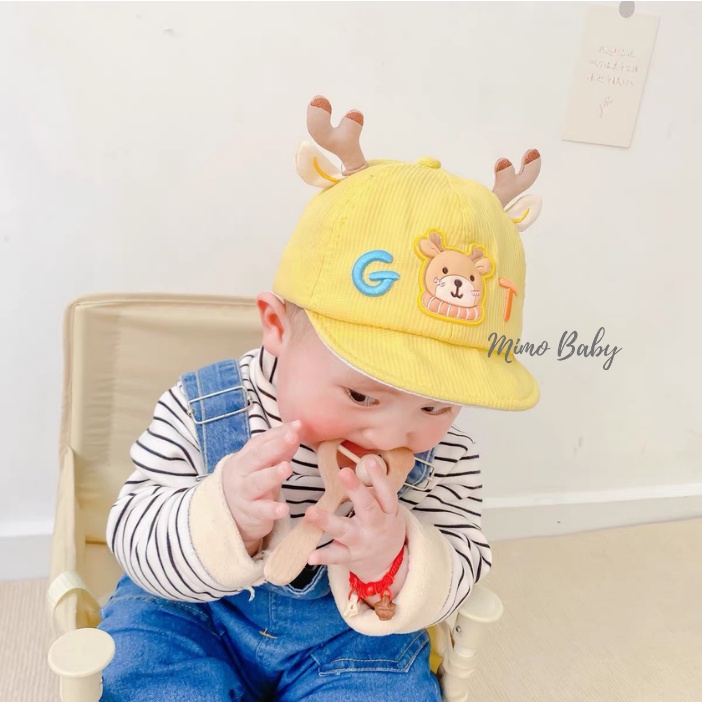 Mũ nón lưỡi trai gắn sừng tuần lộc dễ thương cho bé MH117 Mimo Baby