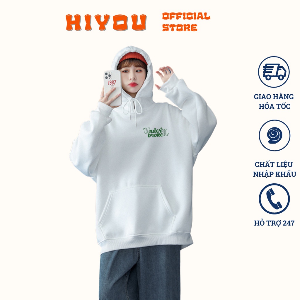 Áo Nỉ Hoodie Unisex UNDERBROKEN nam nữ chất liệu nỉ bông dày dặn phong cách Hàn Quốc Top xu hướng 2022