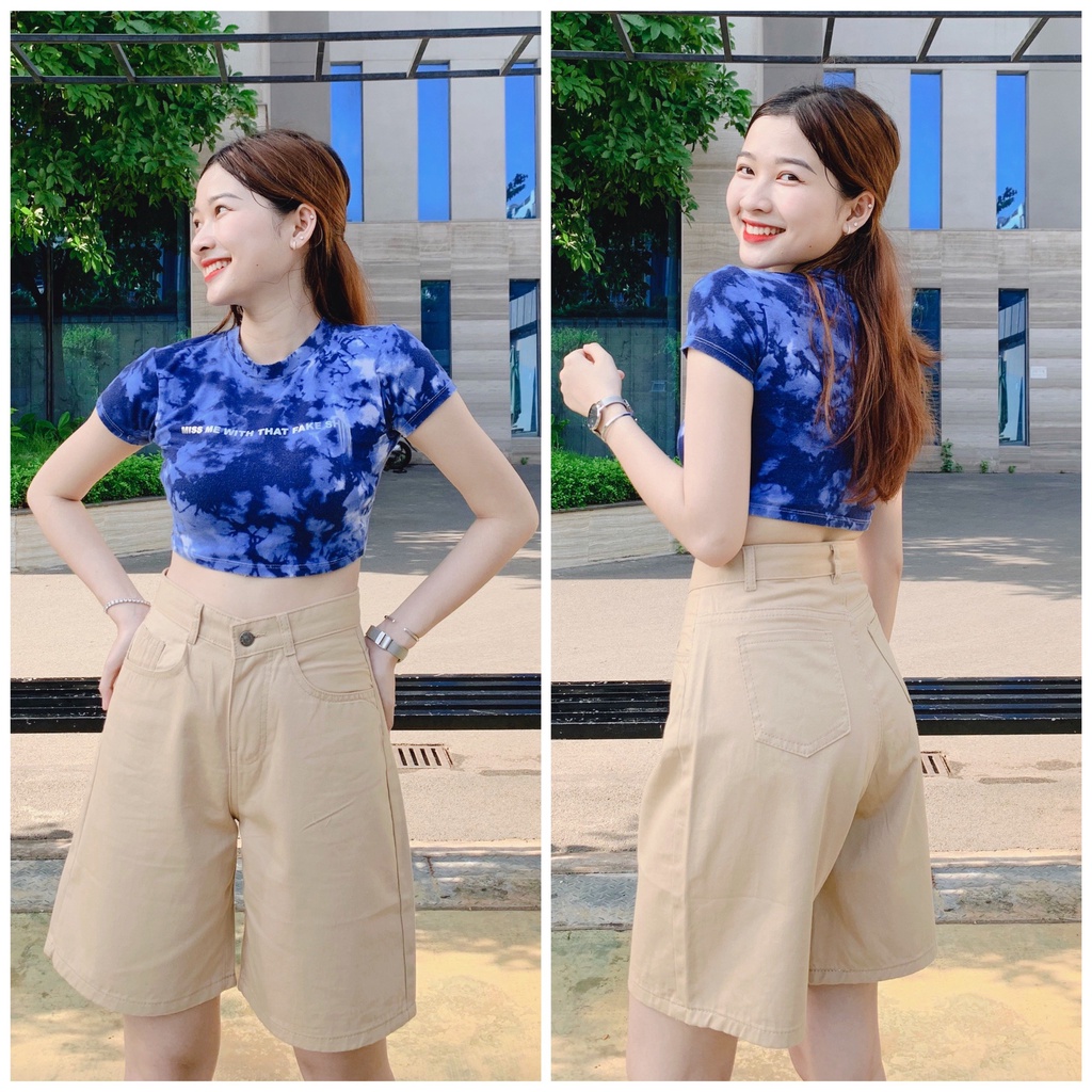 Quần Ngố Short Kaki Lửng Ulzzang, Ống rộng lưng cao Dáng Hàn Quốc (SK1101)