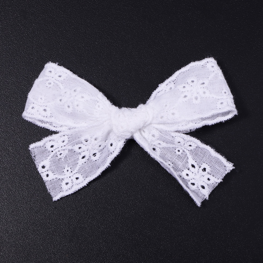 Kẹp tóc hình nơ KIDSBOWS phối ren handmade màu trắng xinh xắn cho bé gái