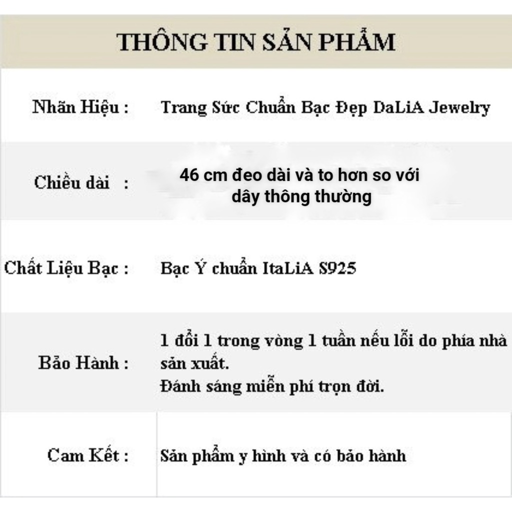 Dây chuyền bạc ý DaLiA Jewelry đuôi phụng lá lúa đẹp xuất sắc