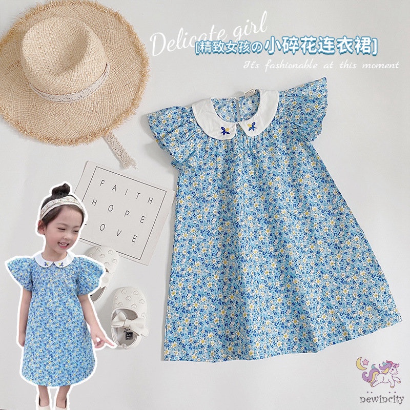 Đầm Bé Gái Thêu Hoa Phong Cách Hàn Quốc