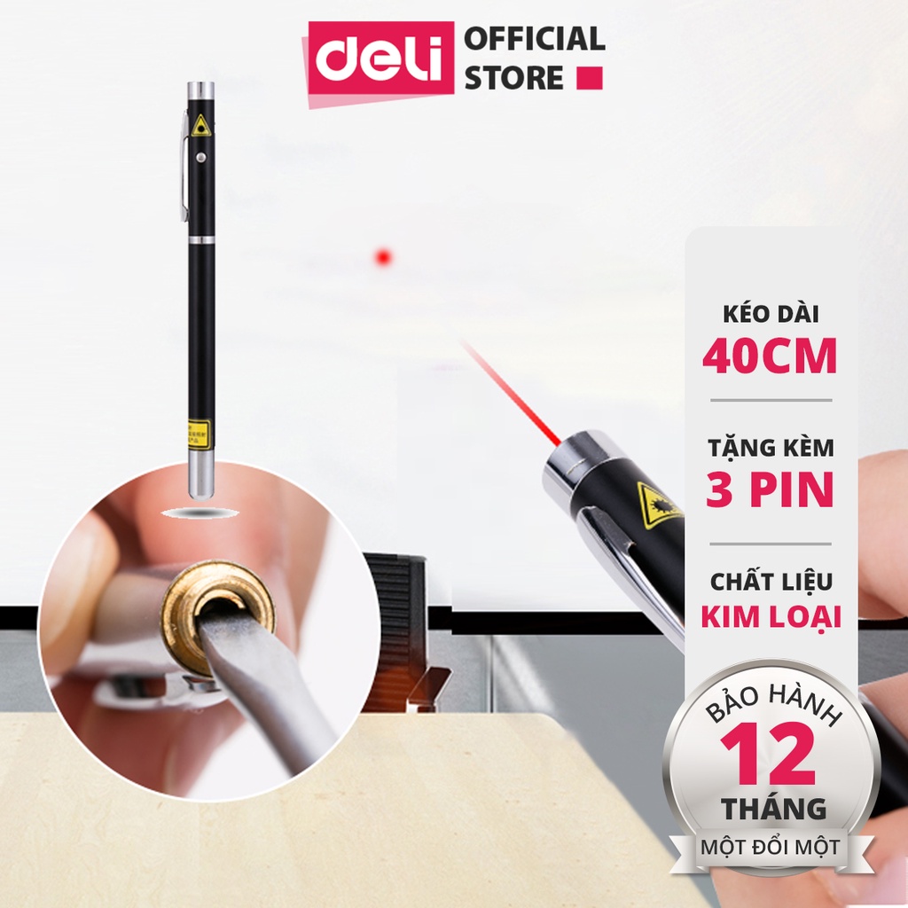 Bút Laser Deli Chỉ Bảng, Bản Đồ, Thuyết Trình Tiện Dụng, Đa Năng - Nhỏ Gọn, Có Thể Kéo Dài Dễ Dàng - 3934
