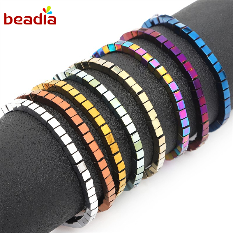 Chuỗi hạt đá đen Beadia hình vuông màu gradient dùng làm trang sức DIY