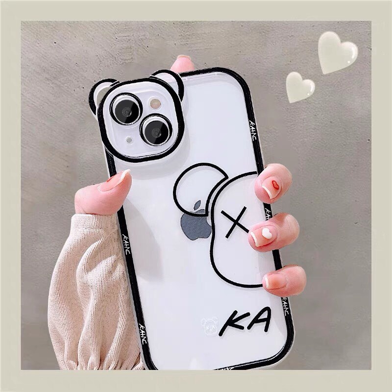 Ốp Lưng Iphone Tai Gấu 2 Màu Trắng Đen