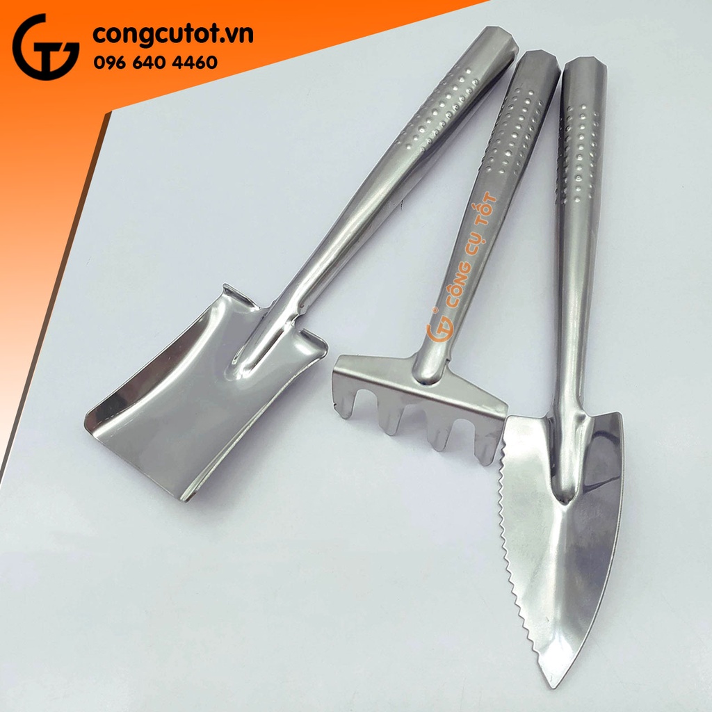 Bộ 3 dụng cụ trồng chậu cây bằng inox