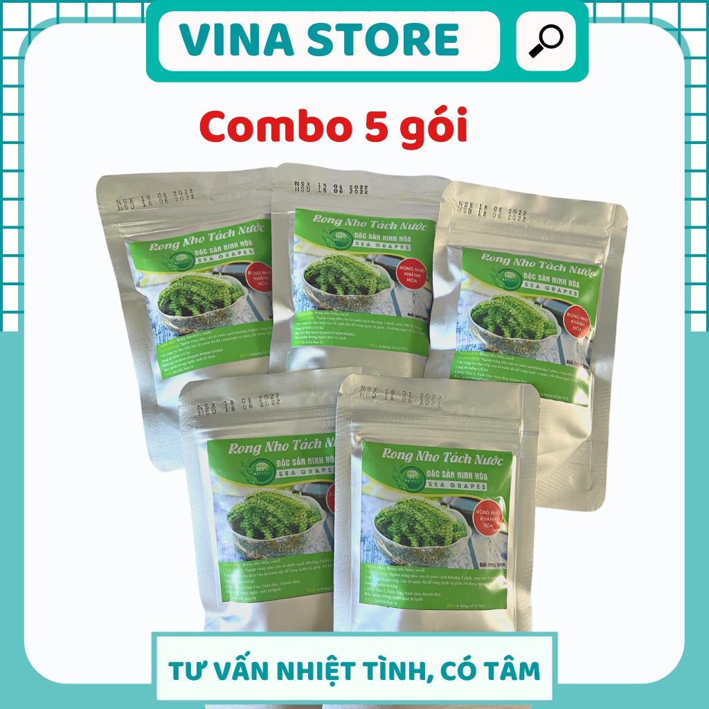 Rong nho tách nước Khánh hoà chất lượng cao gói 100g- COMBO 5 GÓI.