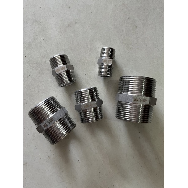 Kép ren inox 304  đót nối 2 đầu răng ngoài inox