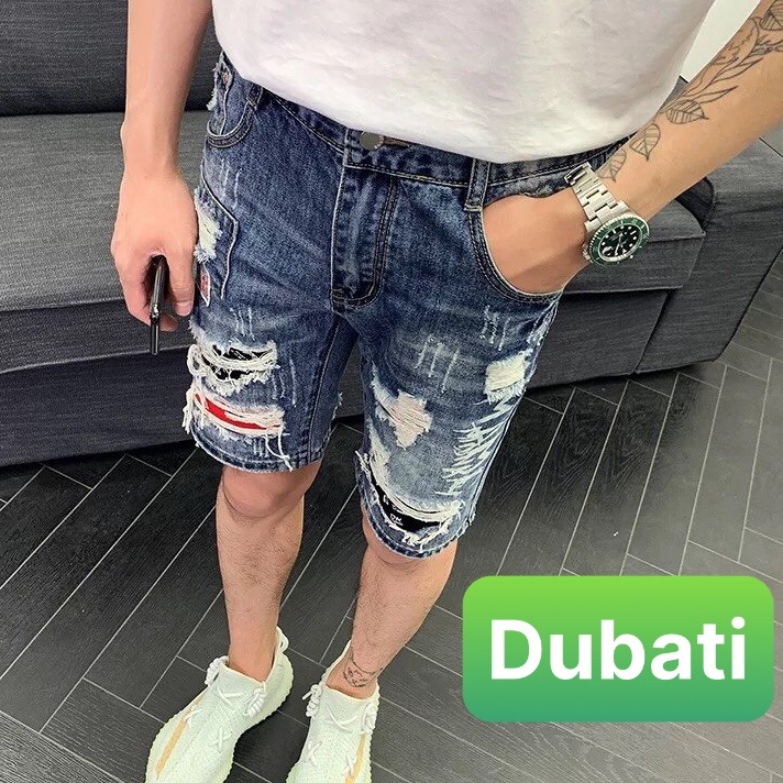 QUẦN SỌT SHORT LỬNG JEAN NAM CHẤT BÒ XANH LÓT VẢI ĐỎ KIỂU MỚI NHẬT BẢN CAO CẤP- DB 31- DUBATI FASHION