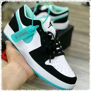 Giày JorDan 1 Panda Xanh Ngọc Cổ Thấp Nam Nữ, Giày Sneaker JorDan 1 Xanh Ngọc Full Box+Bill