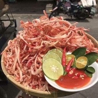 mực xé sợi hấp nước dừa