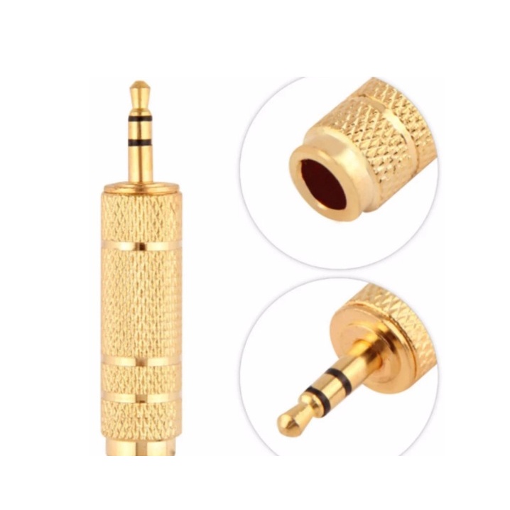 Jack Chuyển Đổi 3.5mm-6.5mm, 6.5mm-3.5mm Mạ Vàng Cao Cấp, Độ Bền Cao Phù Hợp Mọi Loại Tai Nghe, Mic, Micro