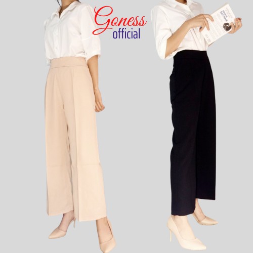 Quần ống rộng lưng cao khoá sườn dáng dài vải cao cấp nhiều màu | BigBuy360 - bigbuy360.vn