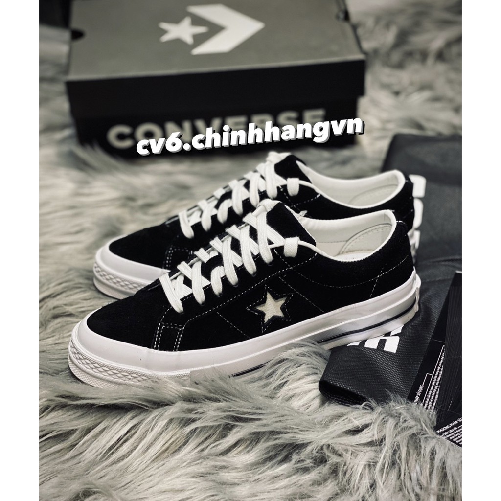 ( 𝙃𝙖̀𝙣𝙜 𝙍𝙚𝙖𝙡 ) Giày Convers.e One Star Màu Đen / Da Lộn