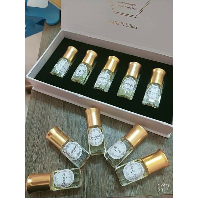 Tinh Dầu Nước Hoa Dubai Royal Set Mini 5 Chai 3ml Thơm Lâu Sang Trọng Quý Phái Đẳng Cấp Xuất Xứ Dubai Chính Hãng