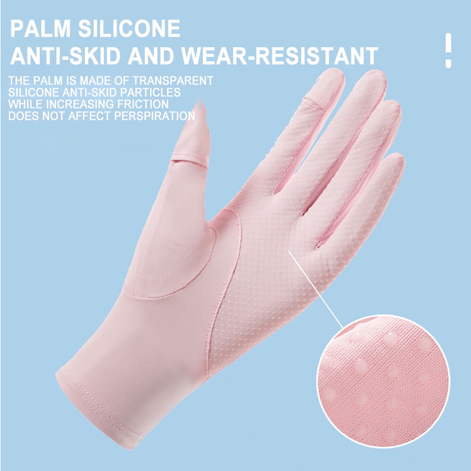 Găng Tay Hở Ngón Bằng Lụa Silicone Chống Tia Cực Tím Chống Nắng Cho Nam Nữ