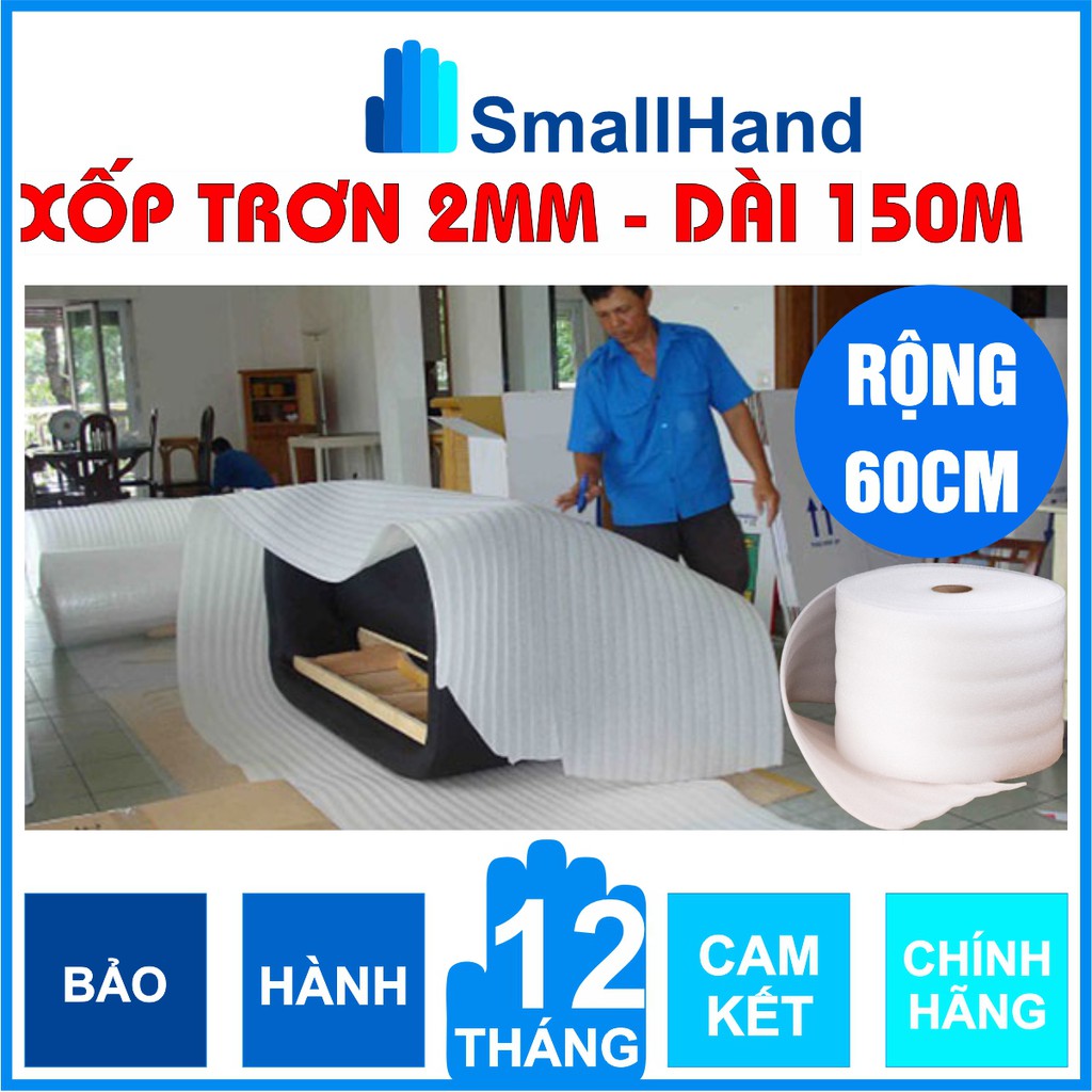 [Cuộn 150m x 60cm] Xốp trơn chống sốc 2mm lót bọc hàng hóa – Màng xốp Foam dùng lót nền trong thi công sàn gỗ