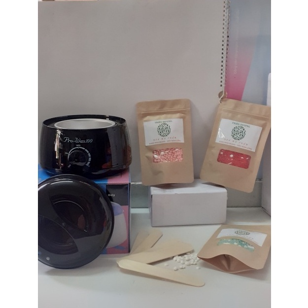 Nồi wax Pro100 + sáp wax TD 100gr hương thơm nhẹ (Tặng kèm que lấy sáp + 2 viên mặt nạ nén).