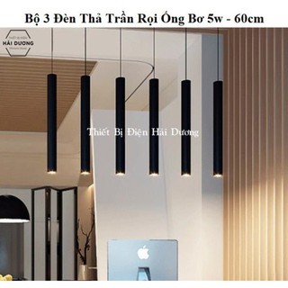 Combo Bộ 3 Đèn thả trần rọi ống bơ 5w 60cm - Thân nhôm tản nhiệt - Ánh Sáng Vàng