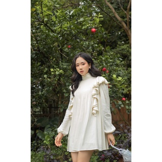 Renésmee - nolan dress - đầm linen cao cấp cổ trụ xếp ly ngực
