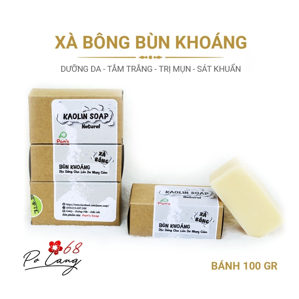 Xà Bông Bùn Khoáng Pơ Lang Dưỡng Da sạch mụn, tẩy da chết 100gr