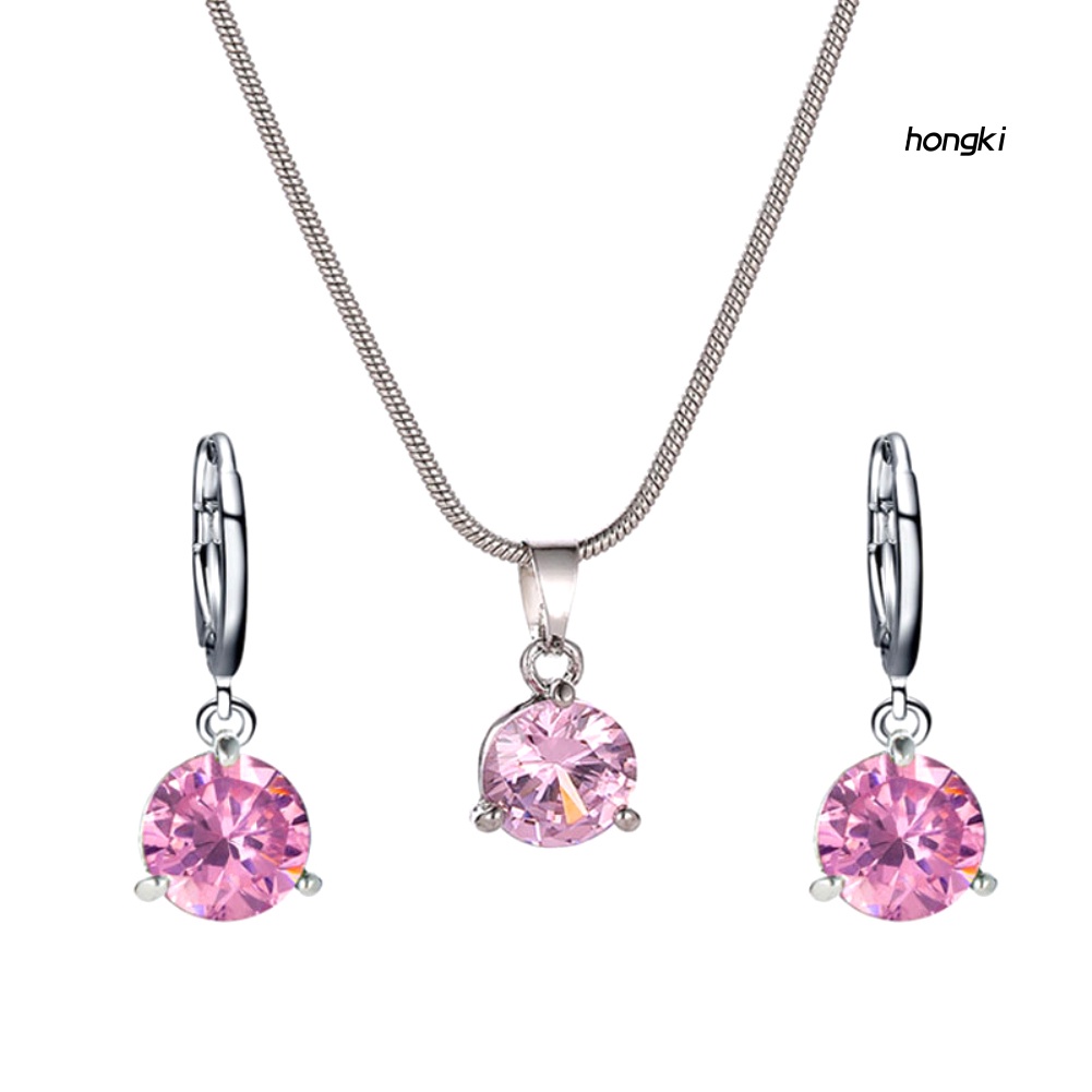 Bộ Trang Sức Gồm Vòng cổ Và Đôi Bông Tai Đính Đá Zircon Thời Trang Cho Nữ