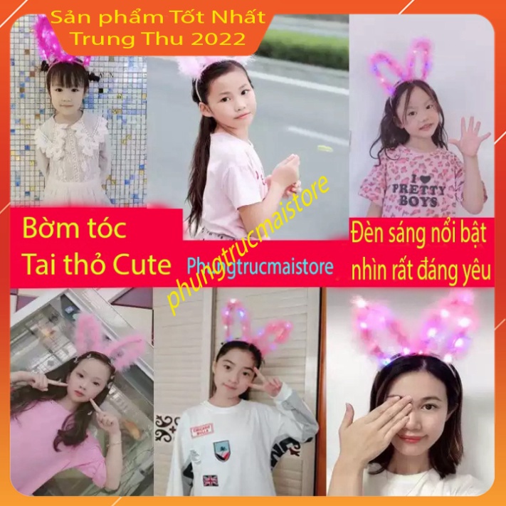 Bờm tóc - Băng đô bờm tai thỏ kim tuyến phát sáng trang điểm Hàn Quốc