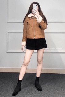 Áo da lộn lót lông HM