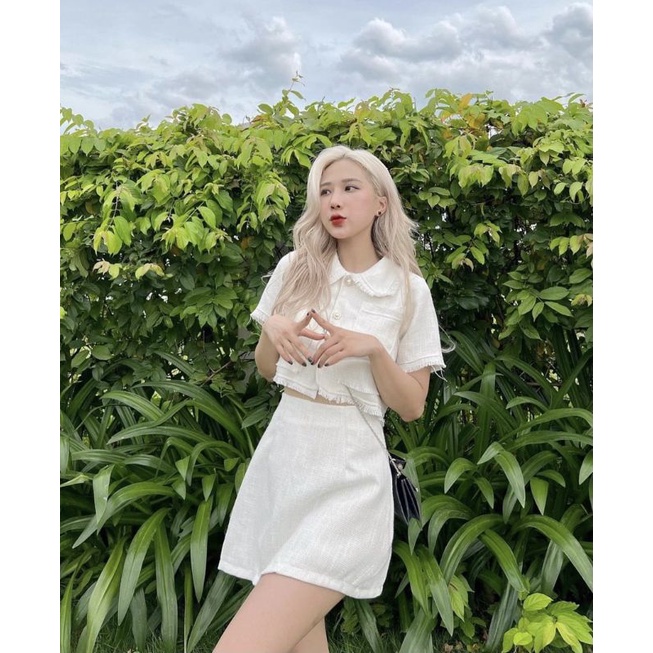 Set bố croptop + Chân váy chữ A