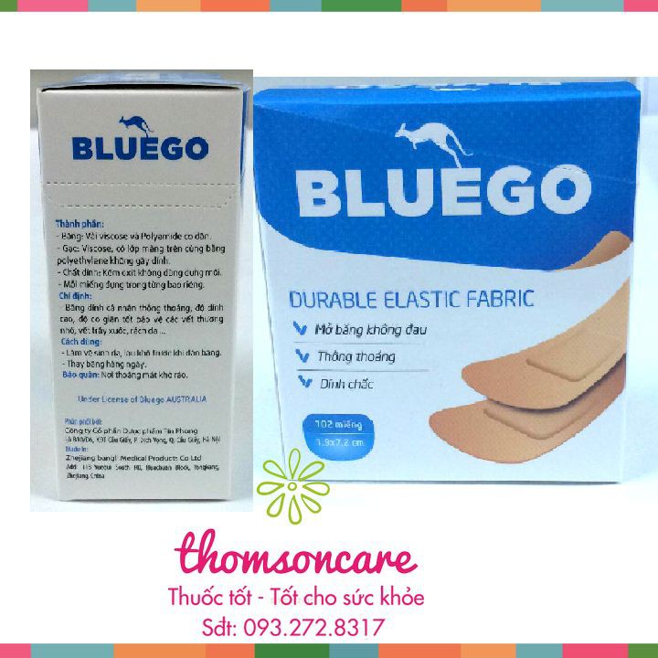 Băng vết thương cá nhân Bluego - Băng y tế tiện dụng, sơ cứu vết thương nhỏ đứt tay, trầy xước, mụn nhọt, rách da