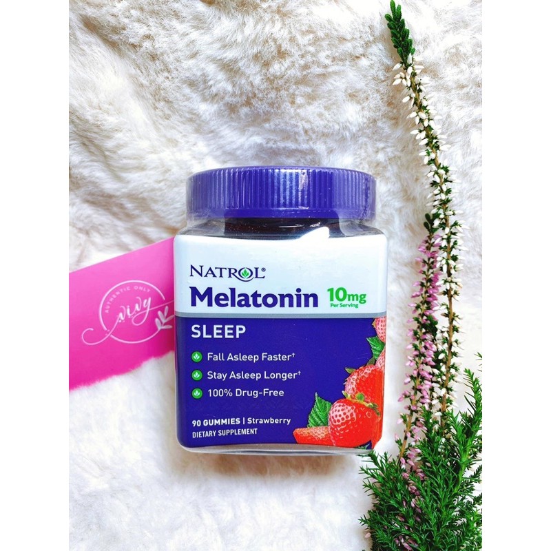 Kẹo Hỗ trợ giấc ngủ Natrol Strawberry Melatonin Gummies, 10 mg, 90 count