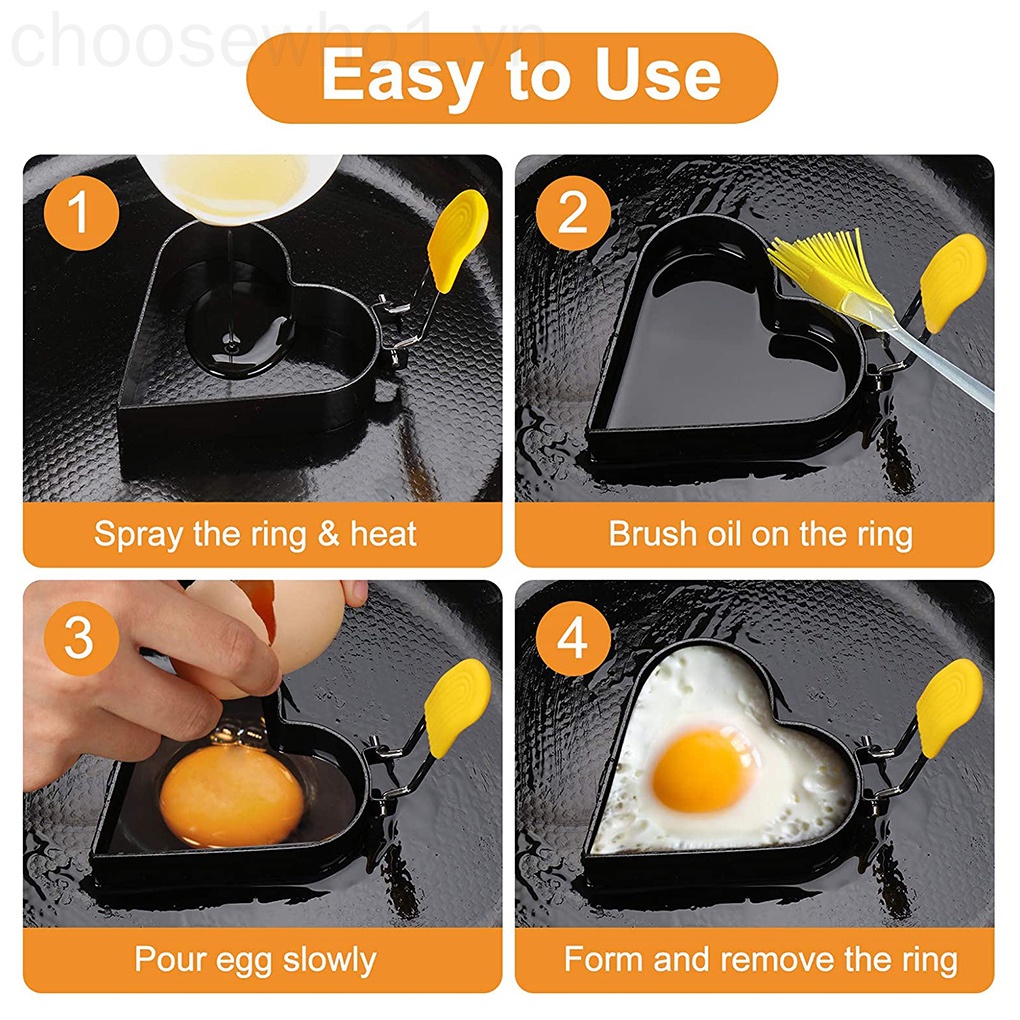 Khuôn Chiên Trứng Chống Dính Bằng Thép Không Gỉ