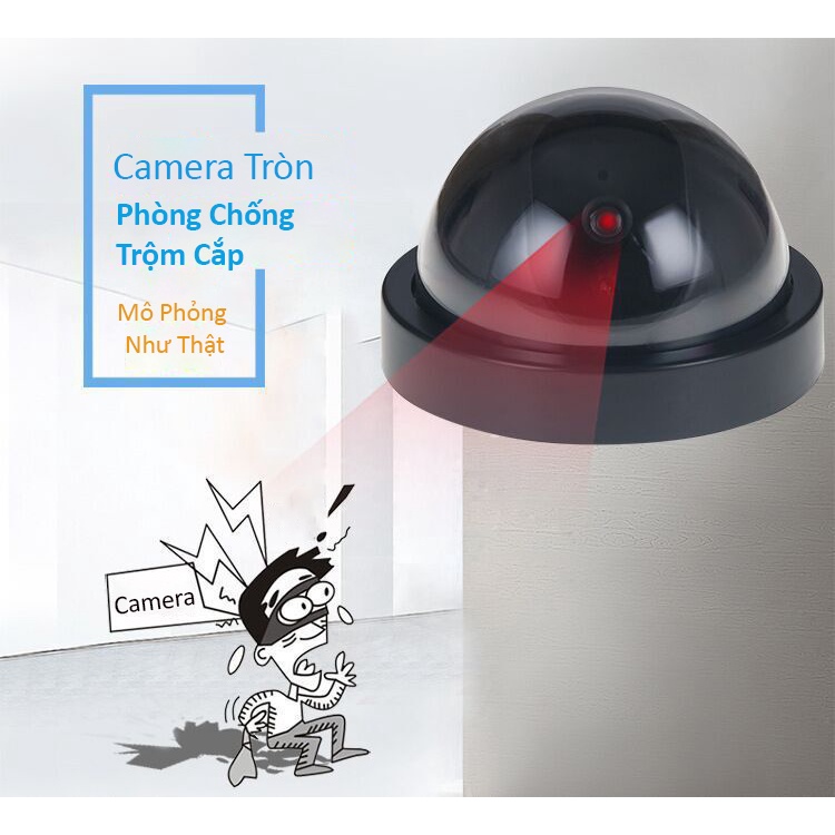 Mô hình giả camera giám sát gắn trên trần nhà có tác dụng phòng trộm đèn LED hồng ngoại nhấp nháy mỗi 1-2s giống như đúc