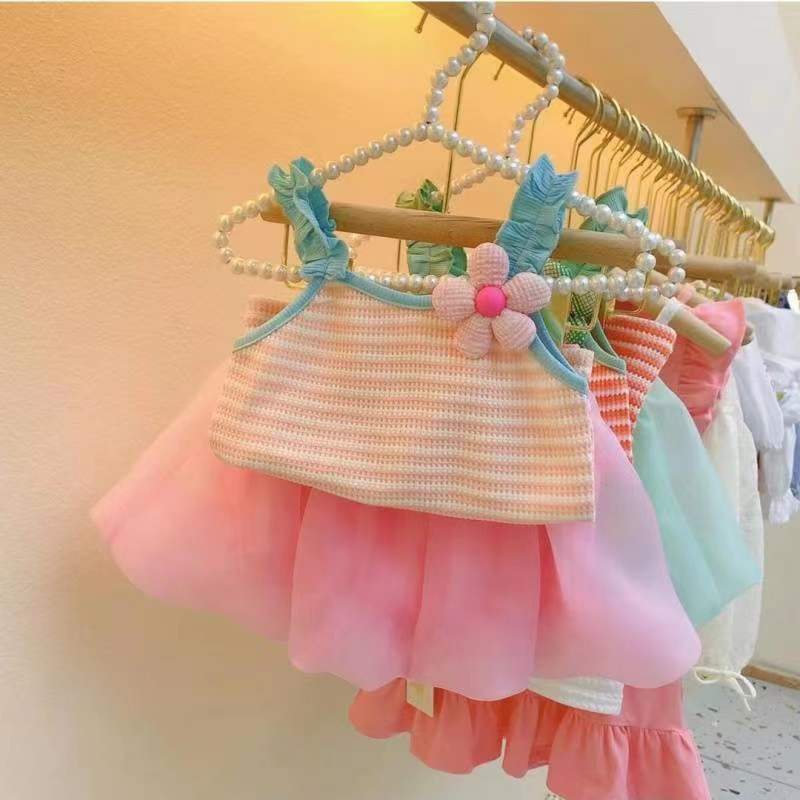 Áo Hai Dây Bằng Cotton Màu Trơn Phong Cách Nhật Bản Thời Trang Mùa Hè Dễ Thương Cho Bé Gái